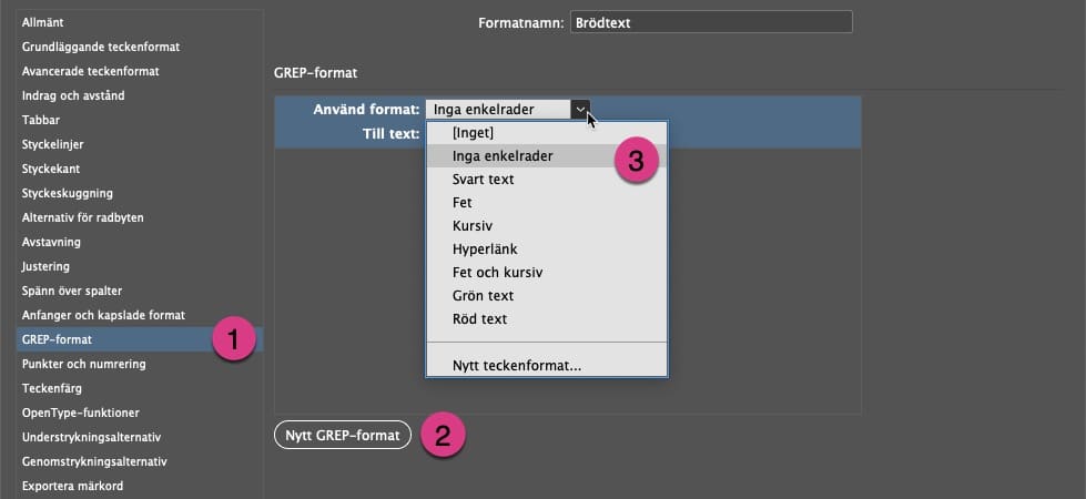 Alternativ för styckeformat