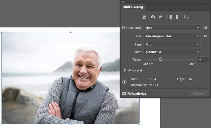 Porträtt på en man med en effekt av en automatisk palett