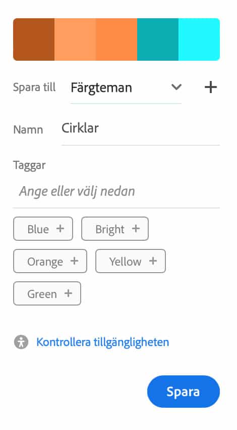 Skärmdump från Adobe Color