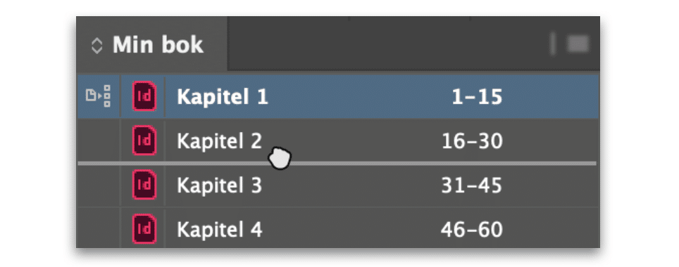 Bokpanelen i InDesign