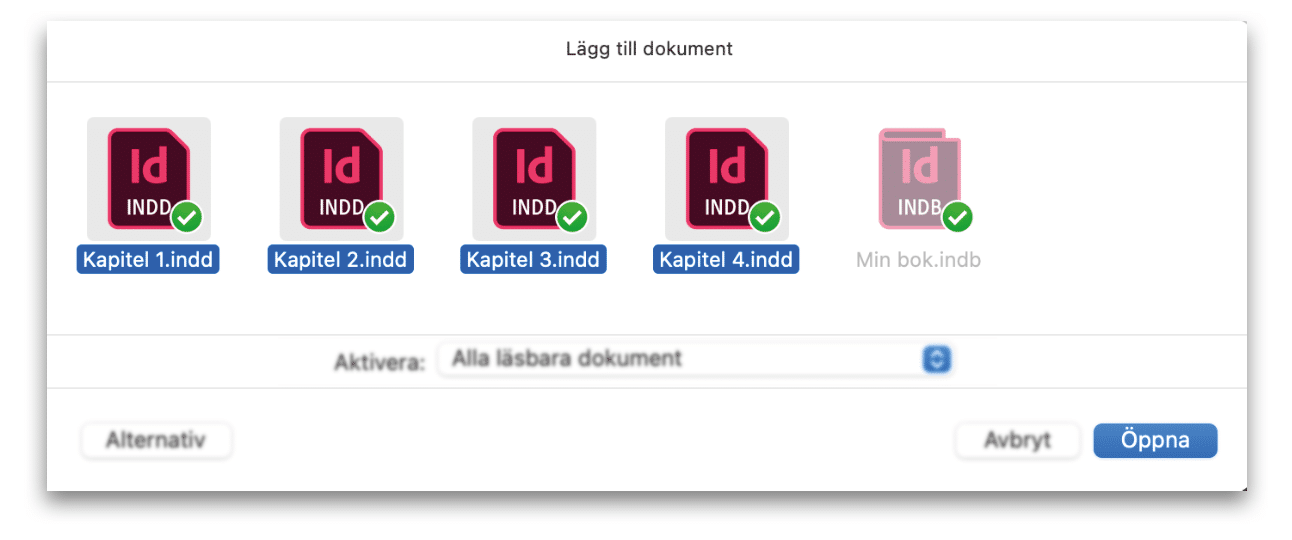 Lägg till dokument i InDesign