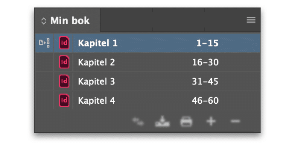 Bokpanelen i InDesign