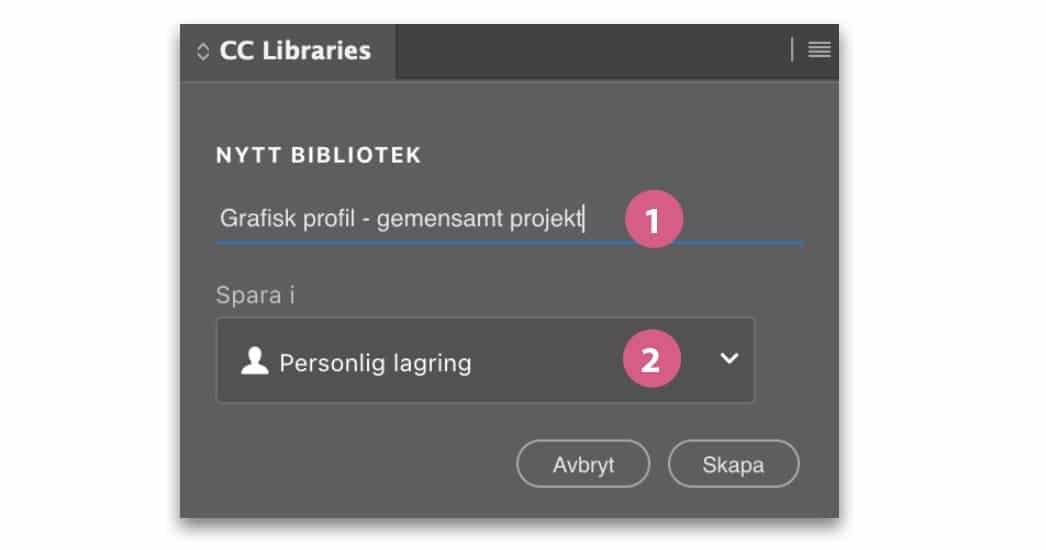 Skärmdump CC Libraries-panelen