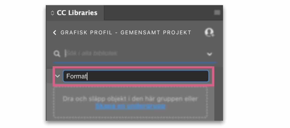 Mapp i panelen CC Libraries