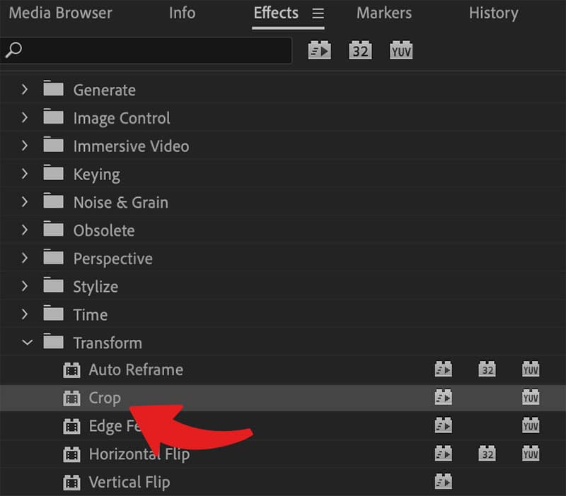 Effekten Crop i Premiere Pro