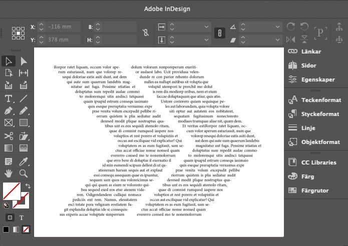 Formade textrutor i Indesign