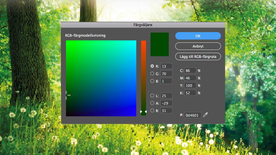 Färgväljaren i indesign