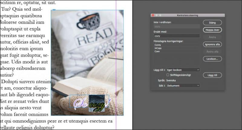 Stavningskontroll i indesign