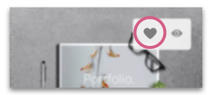 Skärmdump från Adobe Stock. Ett hjärta visas när man hovrar
