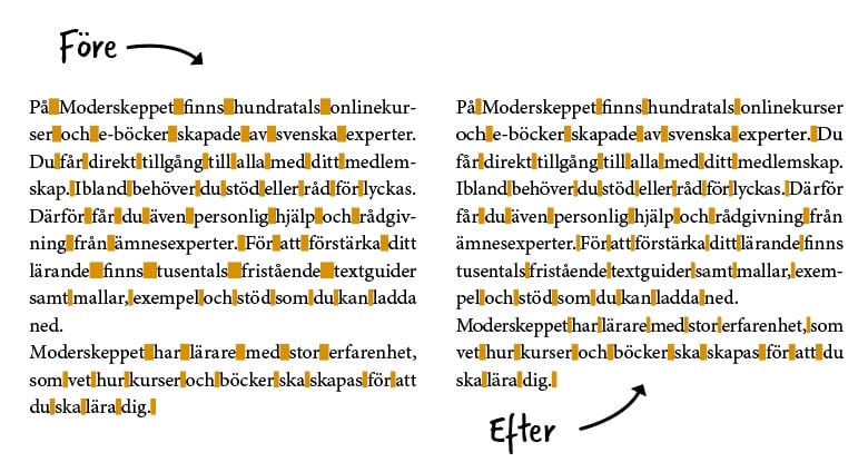 Marginaljusterad text