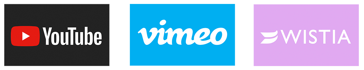 Logotyper: Youtube, Vimeo, Wistia