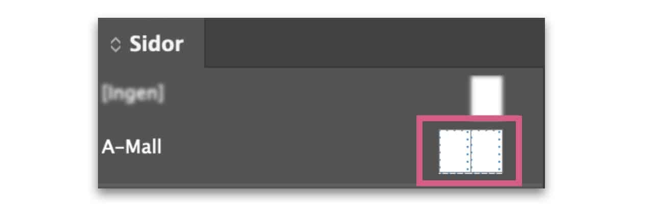 Skärmdump på panelen sidor i InDesign