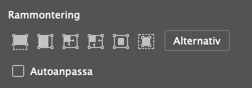 Olika passningsalternativ vid rammontering i InDesign