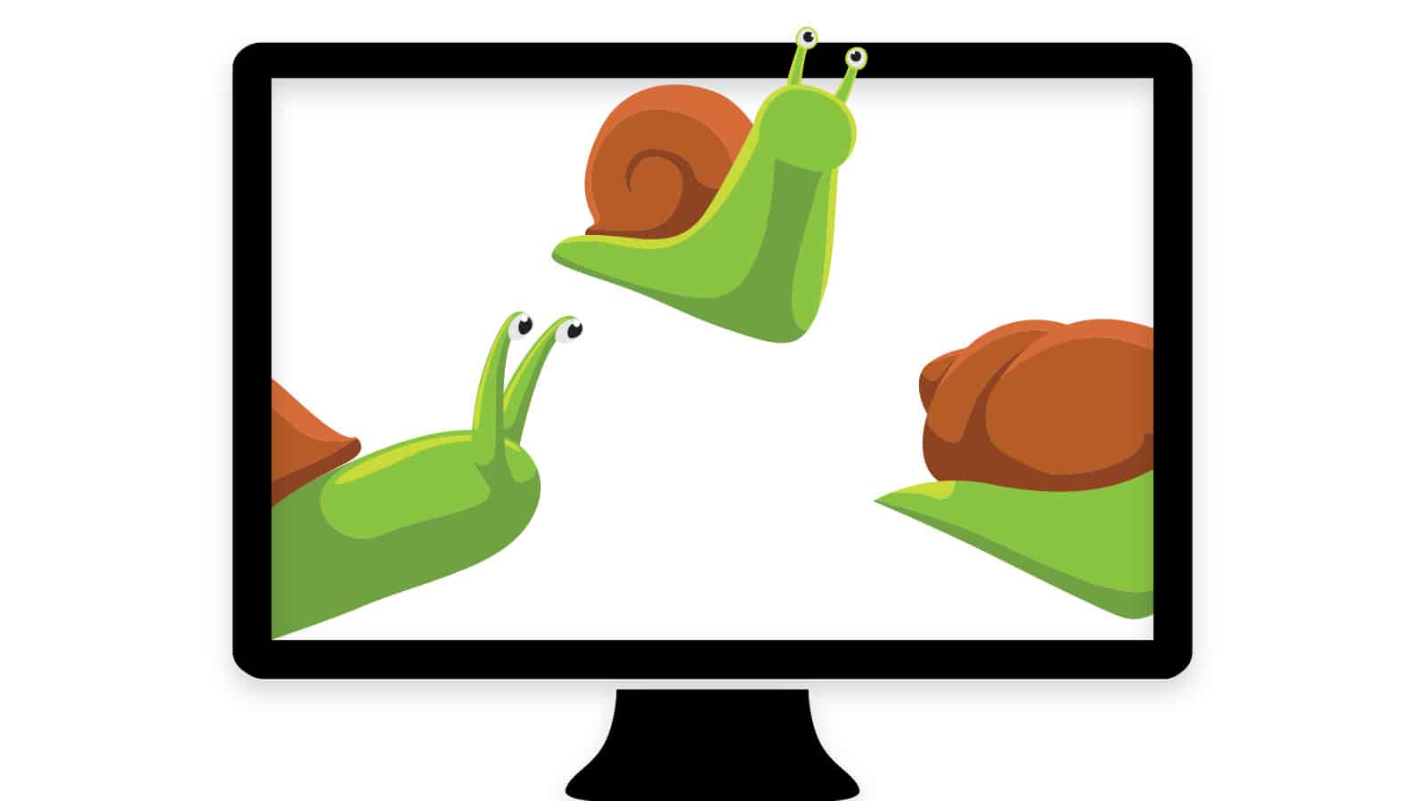 En illustration av sniglar på en datorskärm