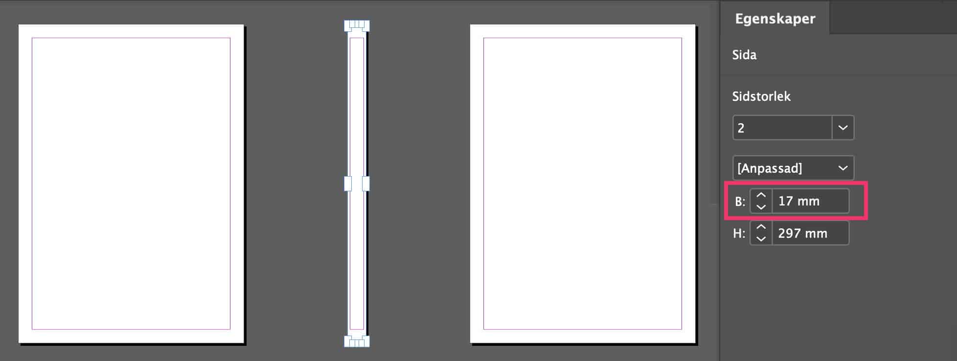 Ställ in sidans bredd i InDesign