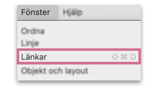 Länkar i InDesign