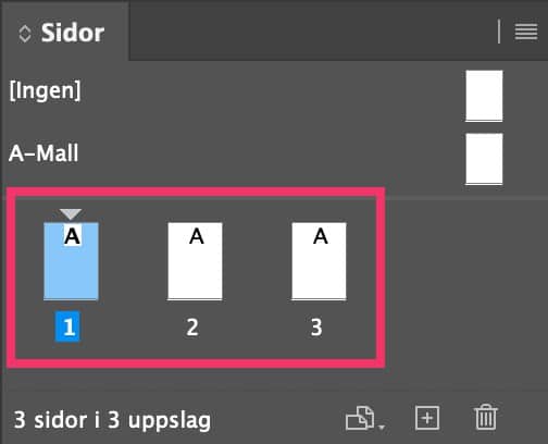 Panelen Sidor i InDesign