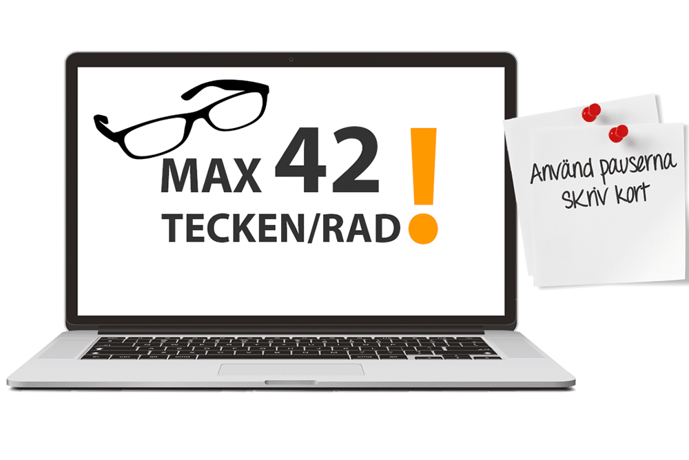 Antal tecken per rad ska vara max 42 i undertexter