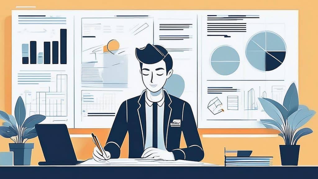 Illustration av en person som lär under ett projekt i sitt arbete.