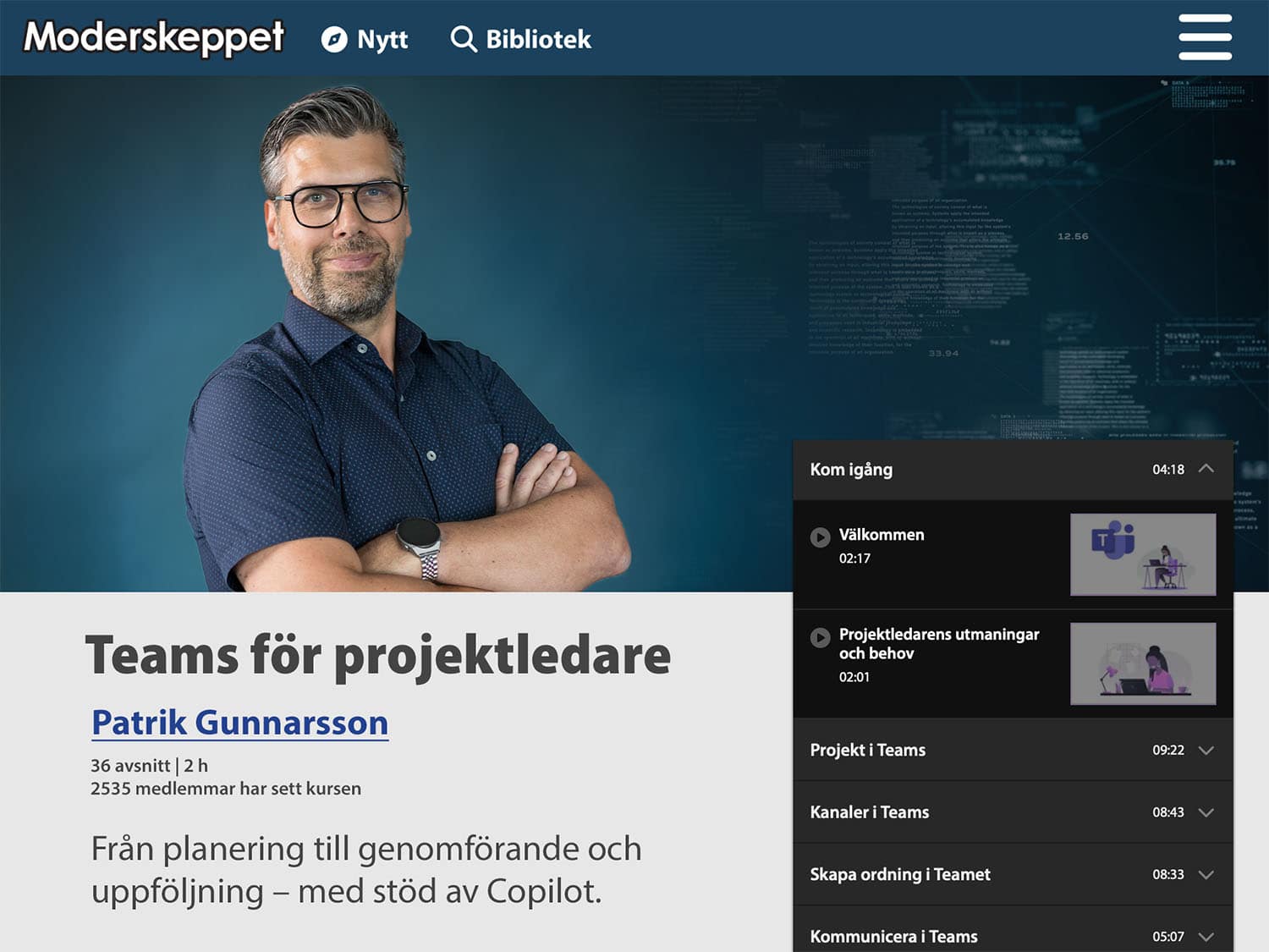Ett exempel på en kurs i Microsoft Teams