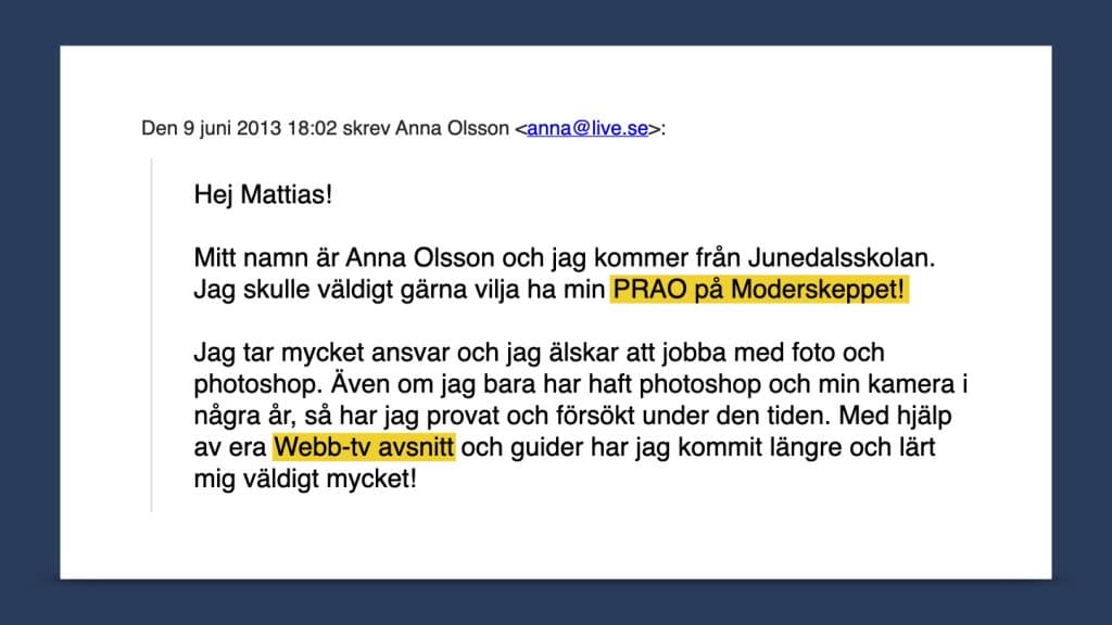 Mejltext.