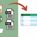 Illustration av import från externa källor för ekonomi-arbete i Excel.
