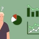 Illustration av man som tittar på tre olika diagram