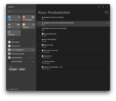 Skärmdump från system som hanterar dina projekt