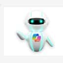 En Copilot-robot som står i ett Powerpoint-dokument.