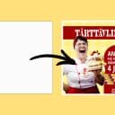En tom vit ruta med en svart pil till en annan ruta föreställandes ett inlägg till sociala medier skapat i Adobe Express.