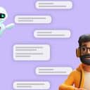 En illustration av en man som chattar med Copilot