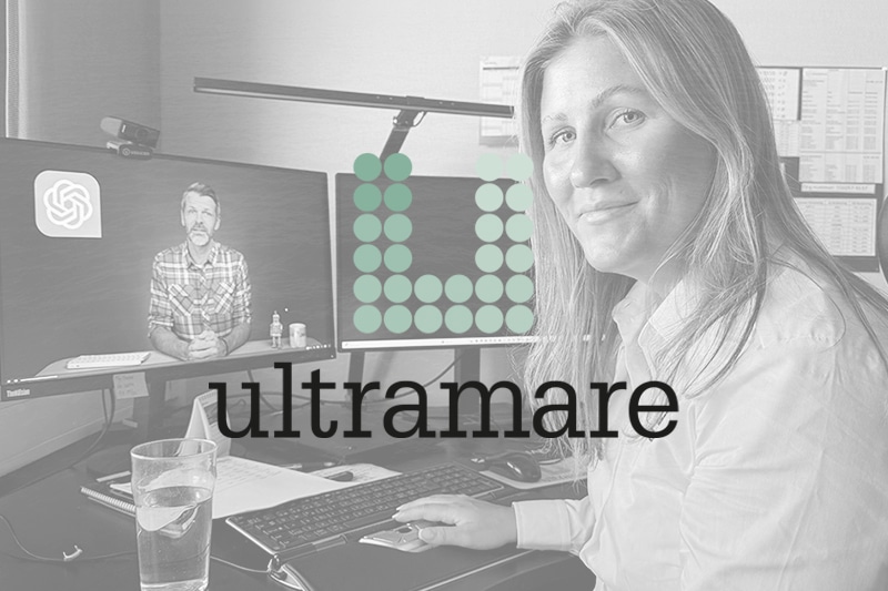 Erica Sirviö Musta sitter vid sitt skrivbord och tittar på Moderskeppets onlinekurs.