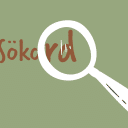 En stiliserad illustration av ett förstoringsglas som förstorar upp en del av ordet “Sökord”, skrivet i brun handskriven stil. Bakgrundsfärgen är olivgrön, och linjerna är vita. Bilden symboliserar sökord, sökmotoroptimering (SEO) eller informationssökning.