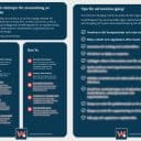 Informationsgrafik från Wisepoint med exempel på riktlinjer för användning av generativ AI. Den visar en lista med do’s och don’ts, samt tips för att komma i gång med en AI-policy i organisationen.