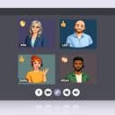 Illustration av ett videomöte där alla reagerar med en emoji