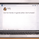 Dator med LinkedIn-inlägg där en kvinna delar en framgångsberättelse om sitt arbete och vad som fungerade.