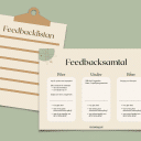 Bild på arbetsmaterial från kursen Feedback för ledare, med en feedbacklista och en matris för feedbacksamtal.