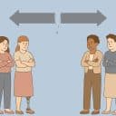 Illustration av två team som blänger ilsket mot varandra.