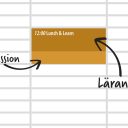 Illustration av ett schema där rutan “12:00 Lunch & Learn” är markerad, med pilar och orden “Diskussion” och “Lärande”.