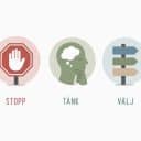 Illustration med minnesregeln STOPP–TÄNK–VÄLJ