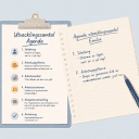 Illustration av en agenda för utvecklingssamtal eller medarbetarsamtal.