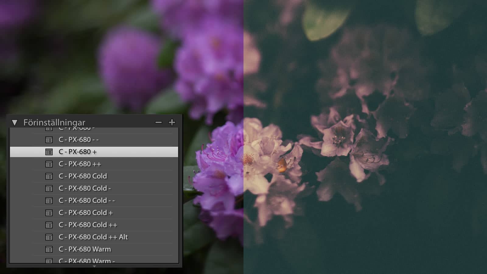 Installera förinställningar i Lightroom.