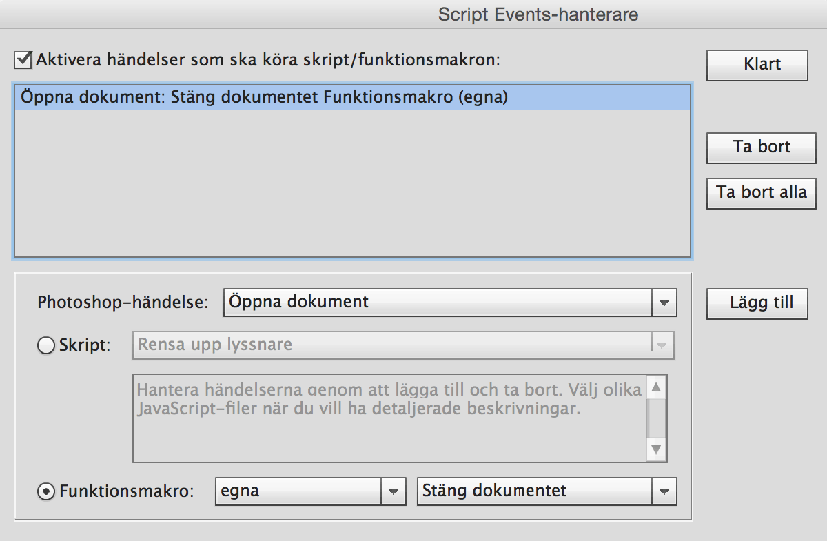 Script event manager