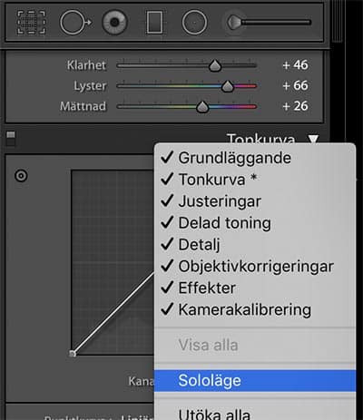 Sololäge i Lightroom
