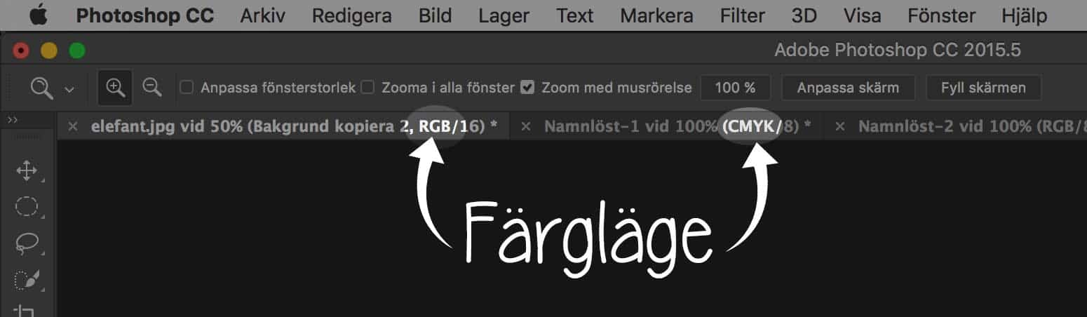 Hitta färgläge i Photoshop