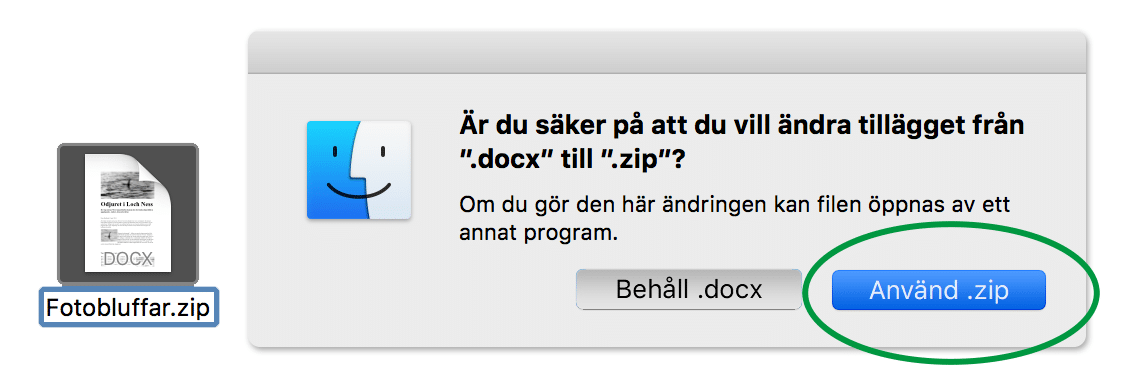 Döp om Wordfilen till en zipfil