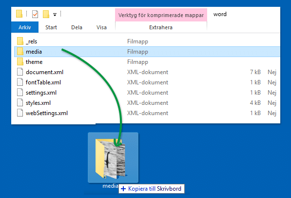 Dra ut bildmappen från zipfilen